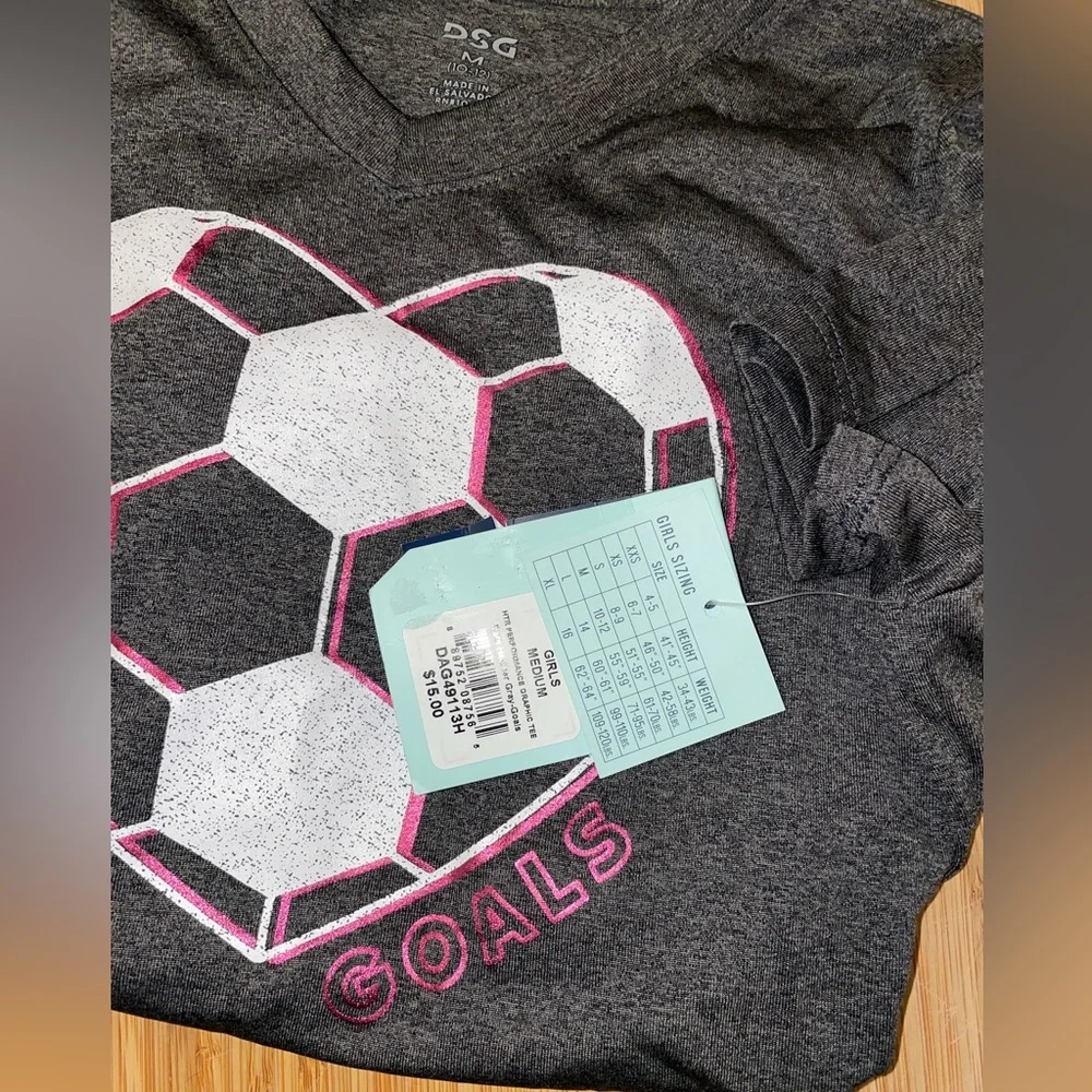 DSG girls performance shirt with soccer heart. Brand new with tags. - Picture 2 of 3